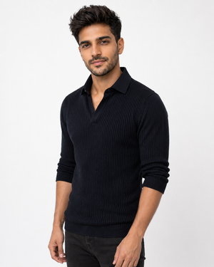 Black Netted Collar Tee