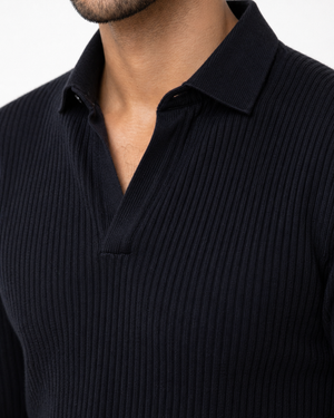 Black Netted Collar Tee