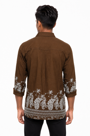 Brown Embroidery Designer Shirt