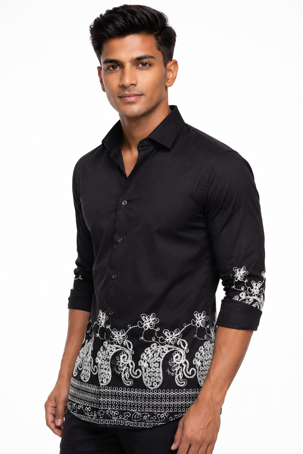 Black Embroidery Designer Shirt