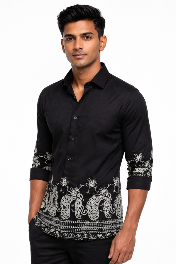 Black Embroidery Designer Shirt
