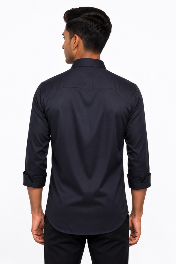 Navy Blue Stitchless Plain Shirt