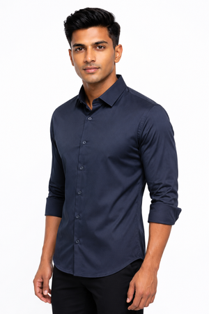Navy Blue Stitchless Plain Shirt