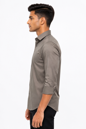 Brown Stitchless Plain Shirt