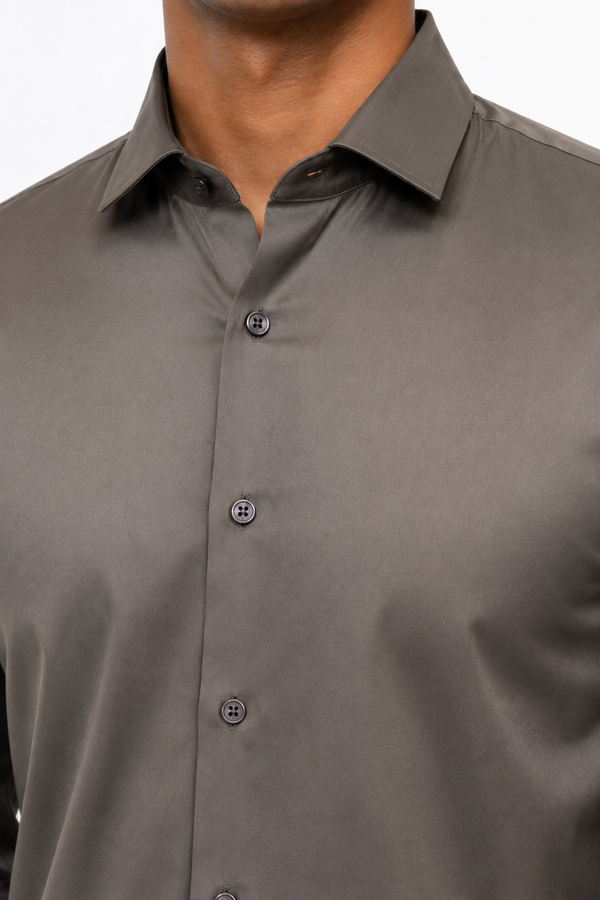 Brown Stitchless Plain Shirt
