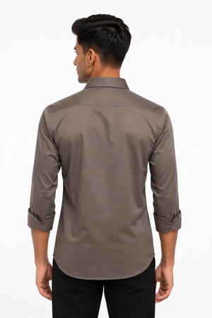 Brown Stitchless Plain Shirt