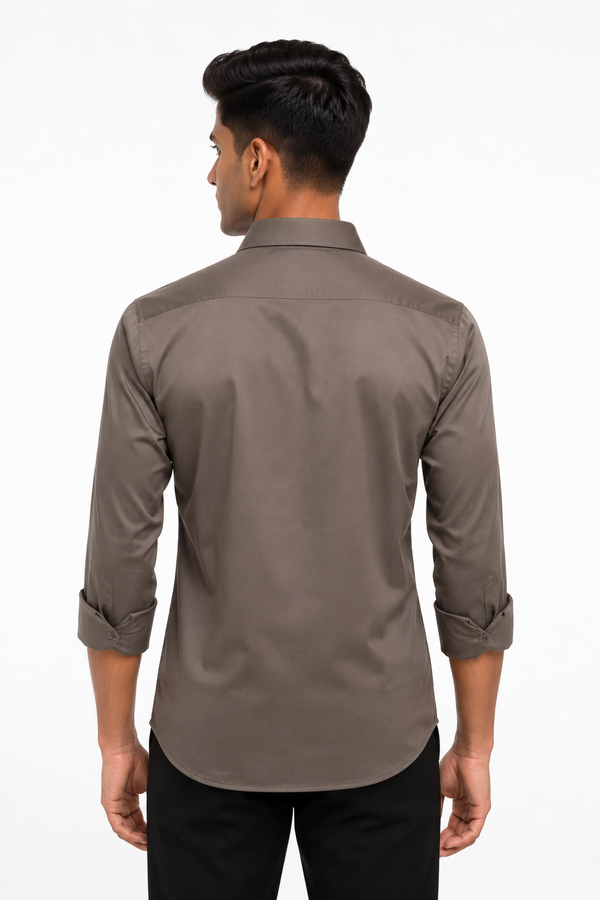 Brown Stitchless Plain Shirt