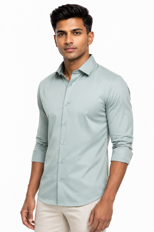Pastel Green Stitchless Plain Shirt