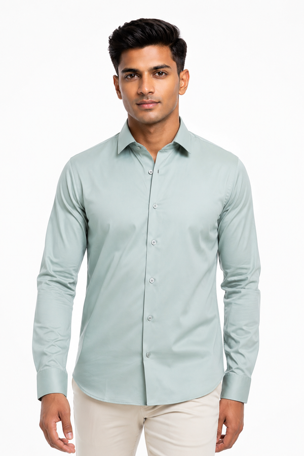 Pastel Green Stitchless Plain Shirt