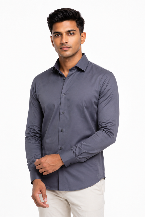 Grey Stitchless Plain Shirt