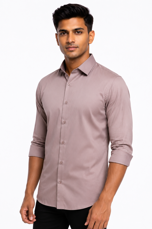 Peach Stitchless Plain Shirt