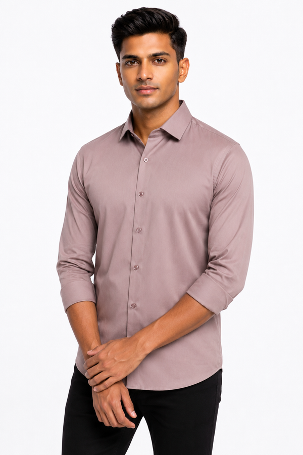 Peach Stitchless Plain Shirt