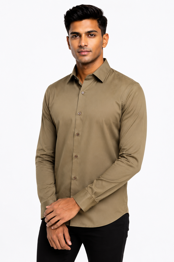 Light Brown Stitchless Plain Shirt