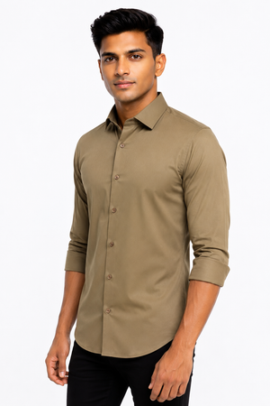 Light Brown Stitchless Plain Shirt