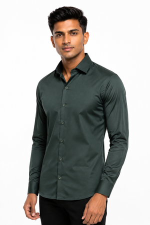 Green Stitchless Plain Shirt