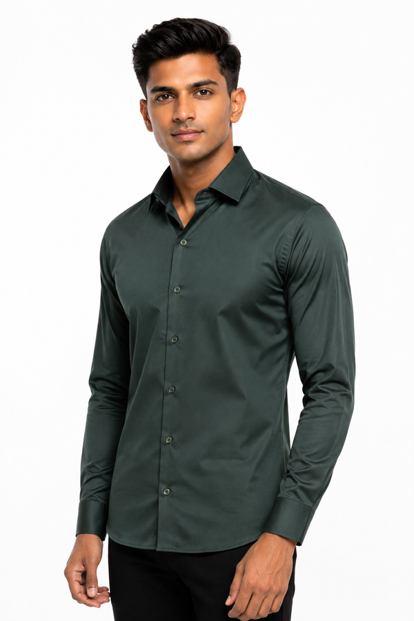 Green Stitchless Plain Shirt