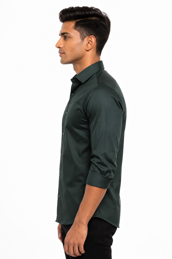 Green Stitchless Plain Shirt