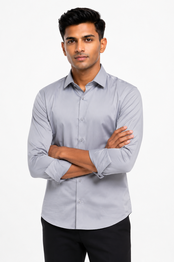Light Grey Stitchless Plain Shirt