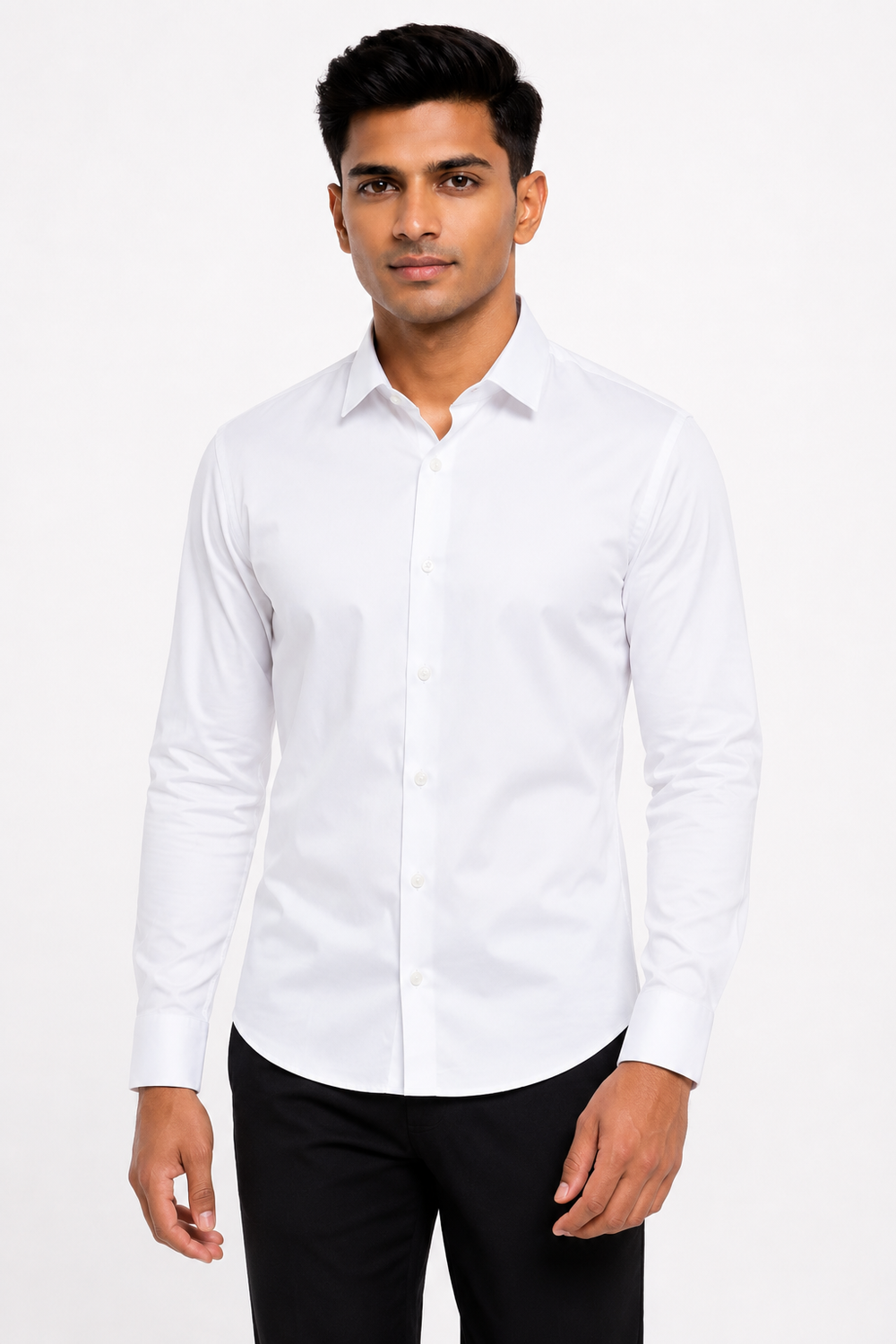 White Stitchless Plain Shirt