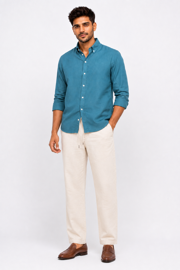 Beige Linen Trouser