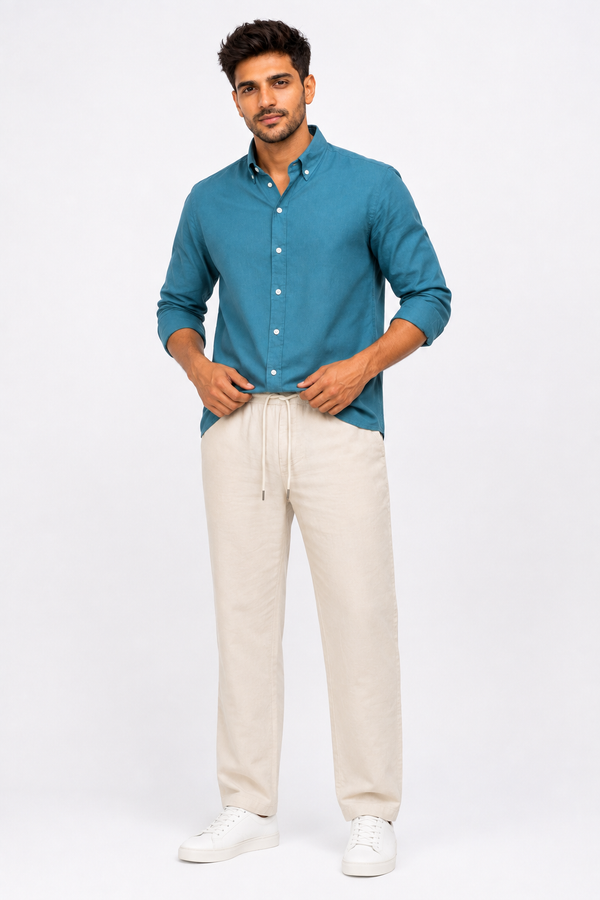 Beige Linen Trouser