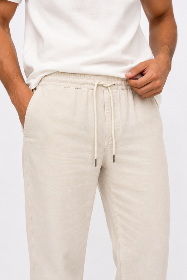 Beige Linen Trouser