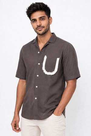 Brown Half Sleeve Designer Shirt