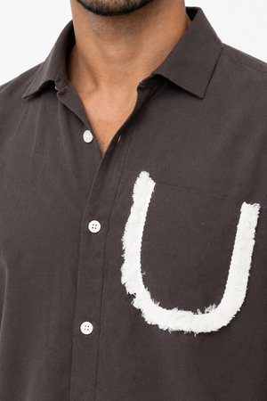 Brown Half Sleeve Designer Shirt