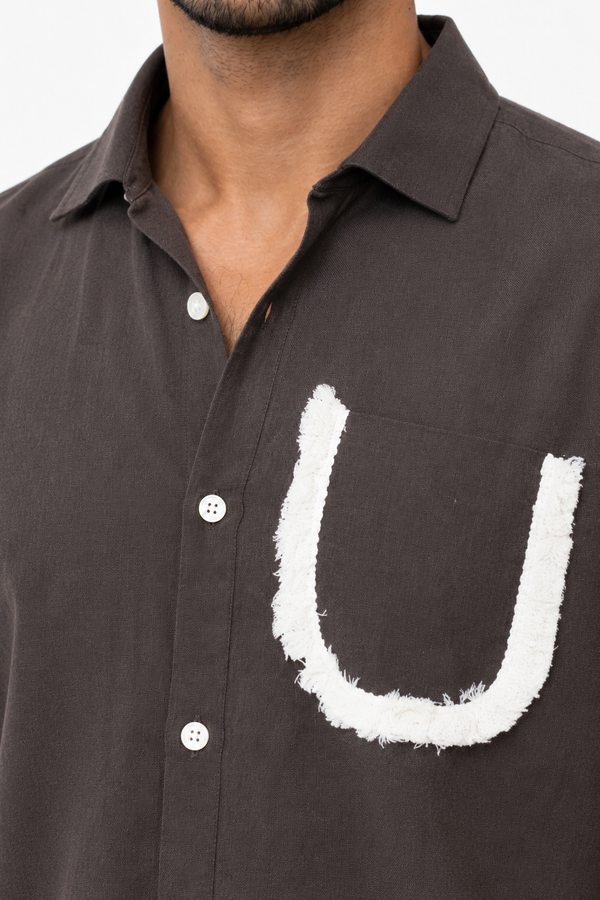 Brown Half Sleeve Designer Shirt