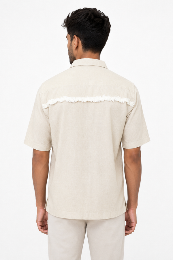 Beige Half Sleeve Designer Shirt
