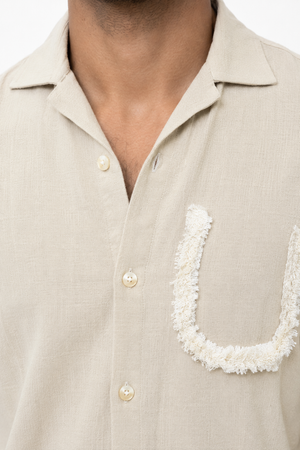 Beige Half Sleeve Designer Shirt