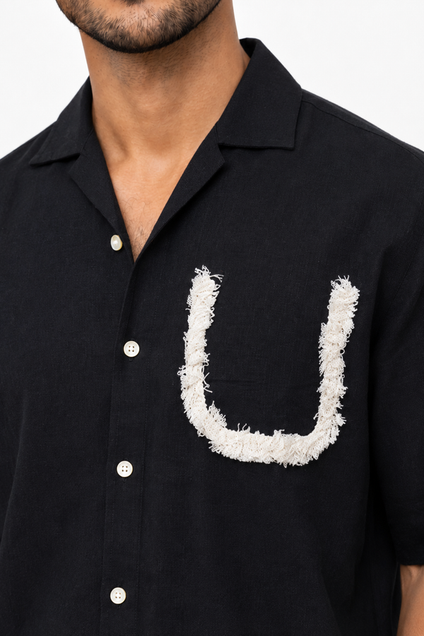 Black Half Sleeve Designer Shirt