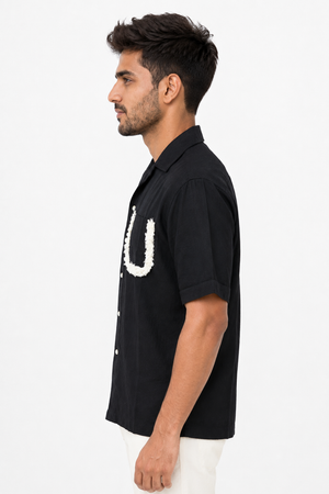 Black Half Sleeve Designer Shirt