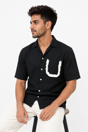Black Half Sleeve Designer Shirt