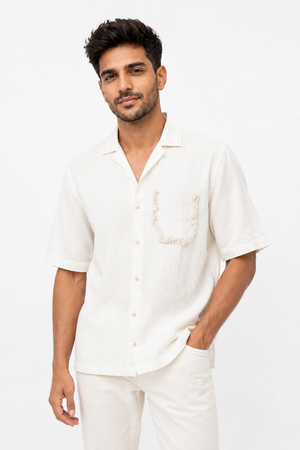 White Half Sleeve Designer Shirt