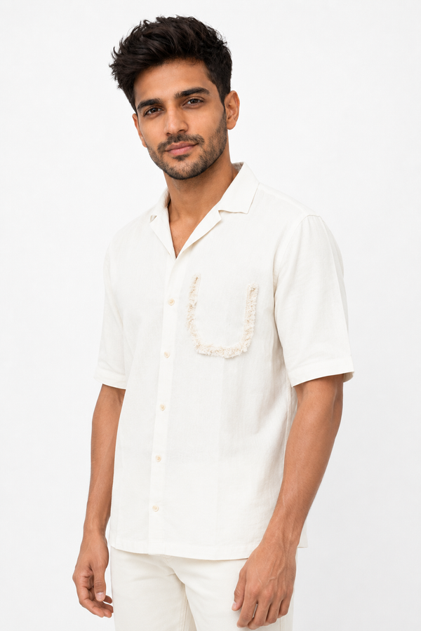 White Half Sleeve Designer Shirt