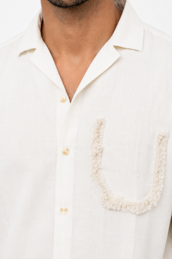 White Half Sleeve Designer Shirt