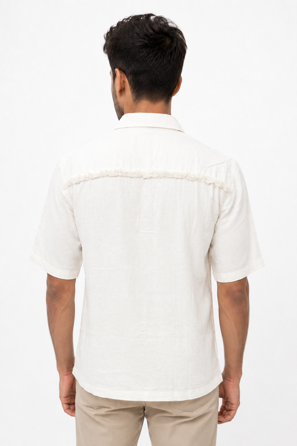White Half Sleeve Designer Shirt