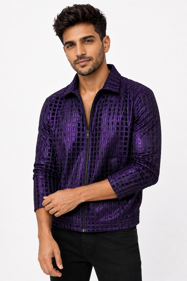 Purple Grid Designer Jacket