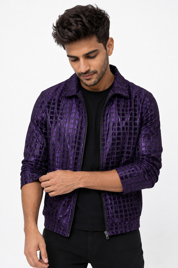 Purple Grid Designer Jacket