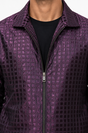 Maroon Grid Designer Jacket