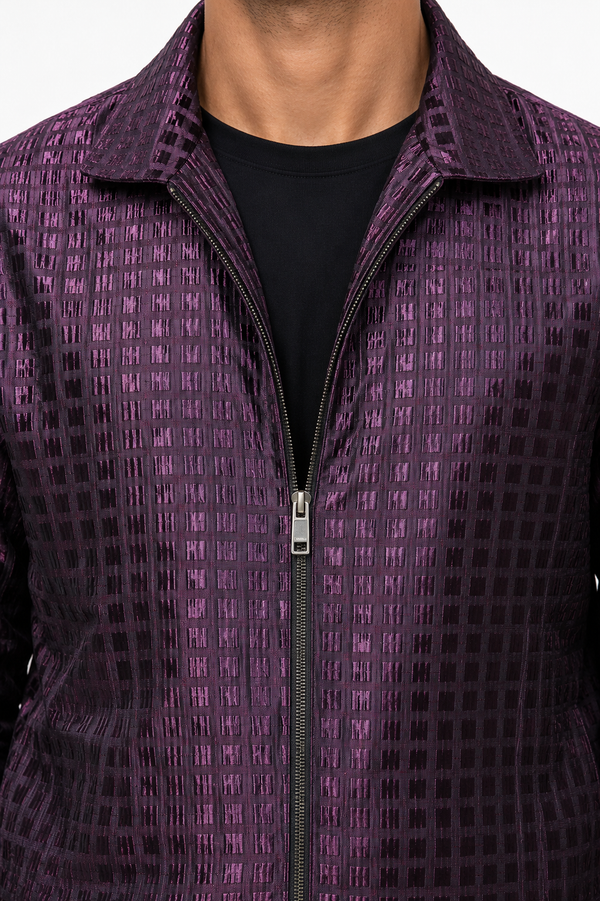 Maroon Grid Designer Jacket
