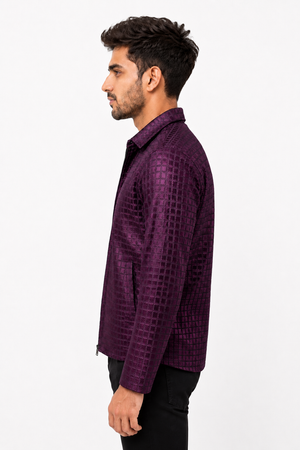 Maroon Grid Designer Jacket