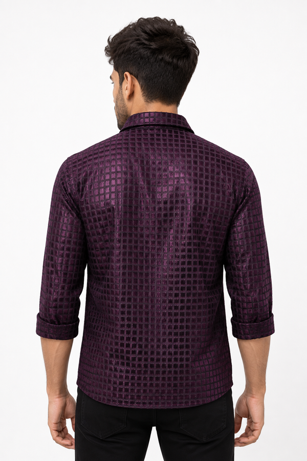 Maroon Grid Designer Jacket