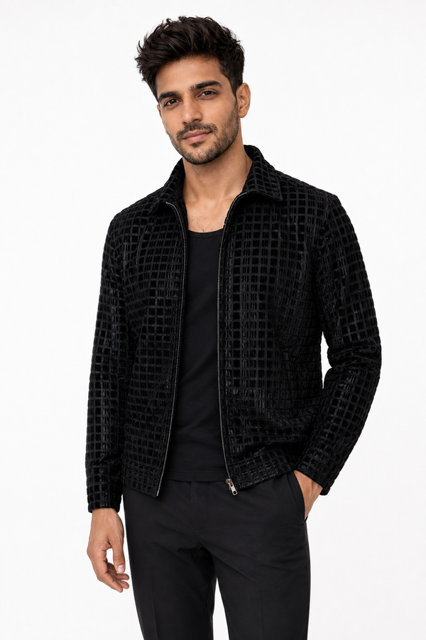 Black Grid Designer Jacket