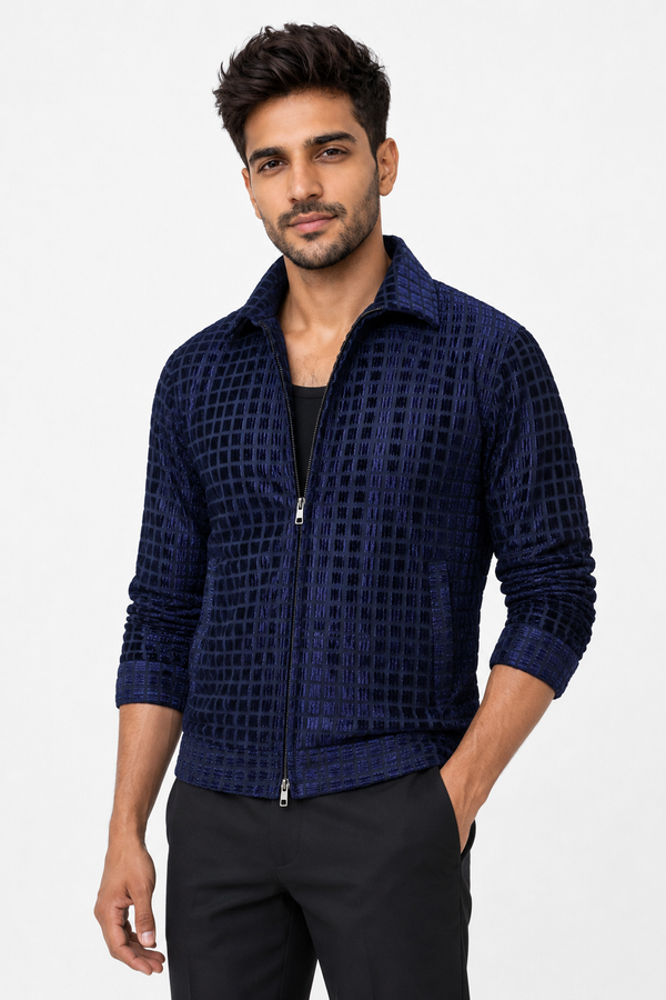 Blue Grid Designer Jacket