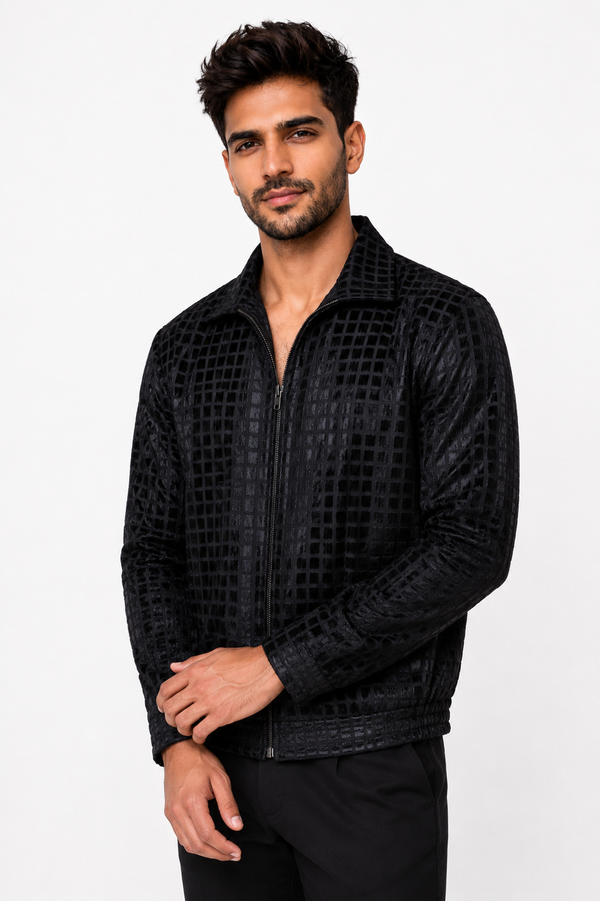 Black Grid Designer Jacket