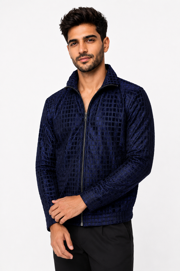 Blue Grid Designer Jacket
