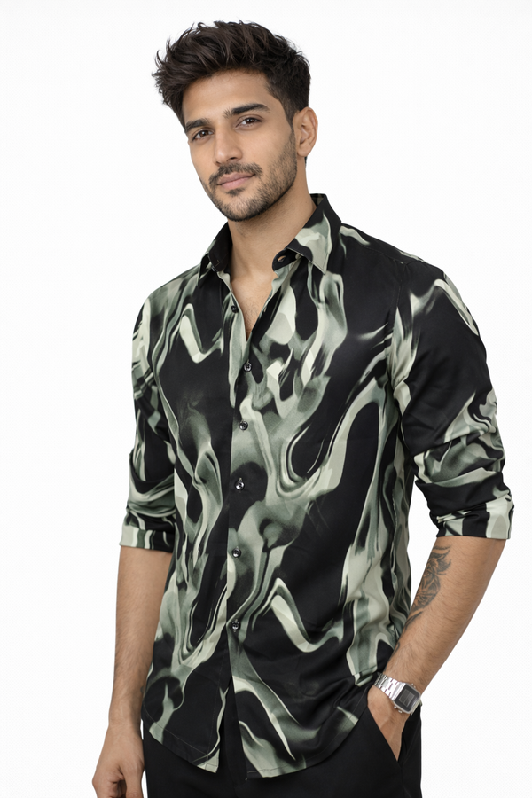 Green Printed Shirt