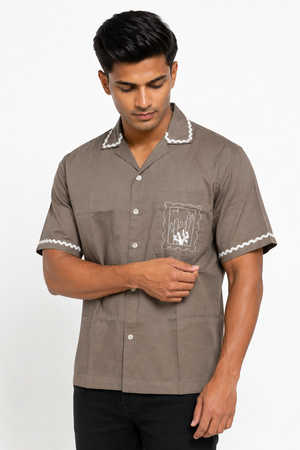 Brown Embroidery Shirt